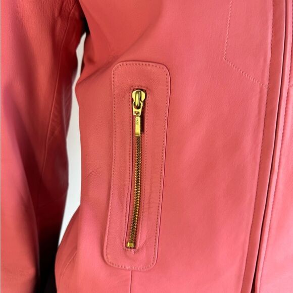 Vintage Women's Pink Leather Jacket - Picture 2 of 6